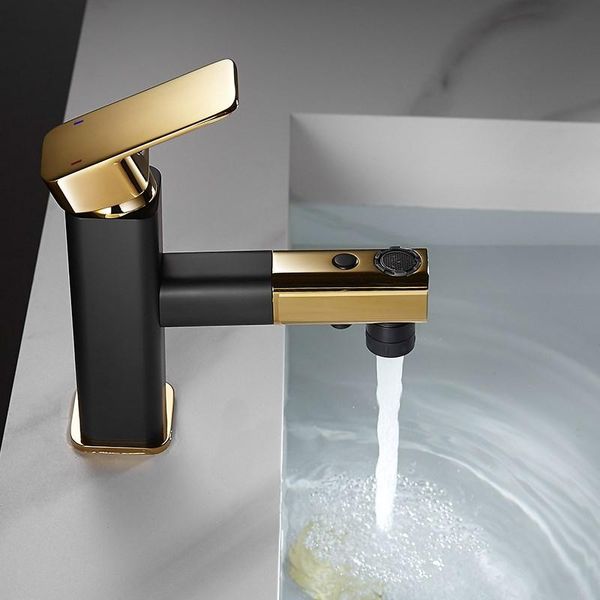 Torneiras de pia do banheiro escovado banheiro de lavagem de ouro torneira moderna design de água fria bronze torneira kraan mobiliário hx50bf
