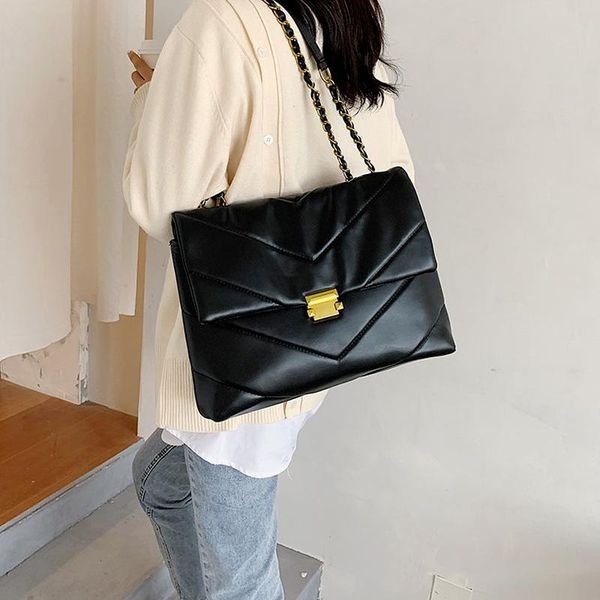 

evening bags vintage chain women shoulder bag designer lingge luxury pu leather messenger casual large capacity tote purse