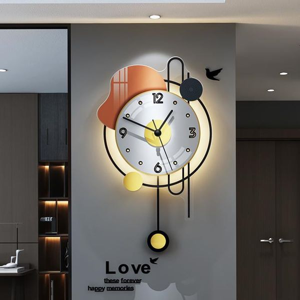 

wall clocks luminous pendulum hanging clock modern design silent kitchen watches horloge living room decoration bi50wc