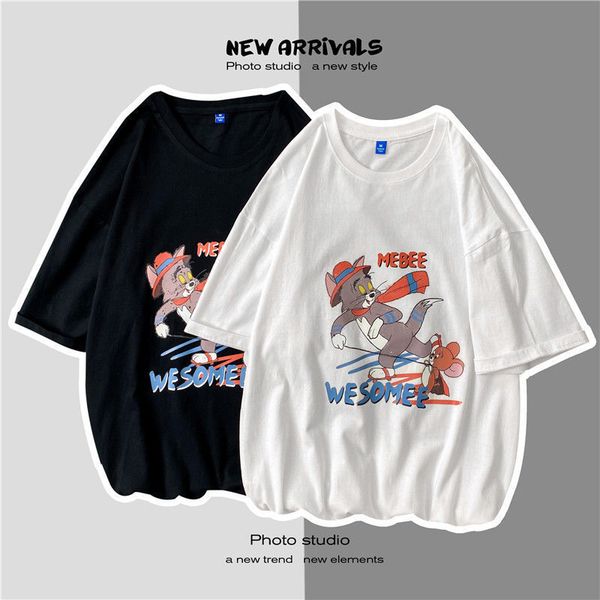 

summer new short sleeve t-shirt men's korean fashion loose men's clothing fashion brand versatile t-shirt half sleeve, White;black