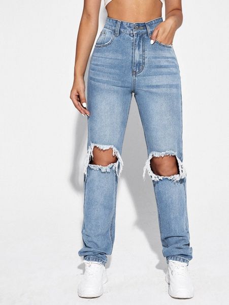 

high waisted ripped jeans t8aw#, Blue