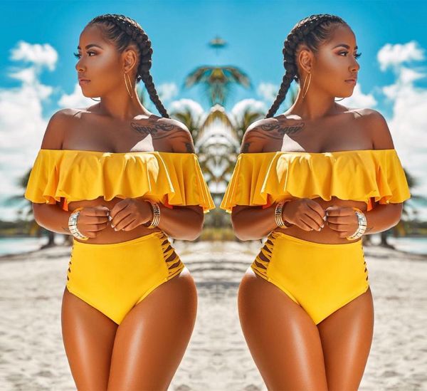 

europe and america 2021 solid color swimsuit amazon women's 2-piece suit swimwear, White;black