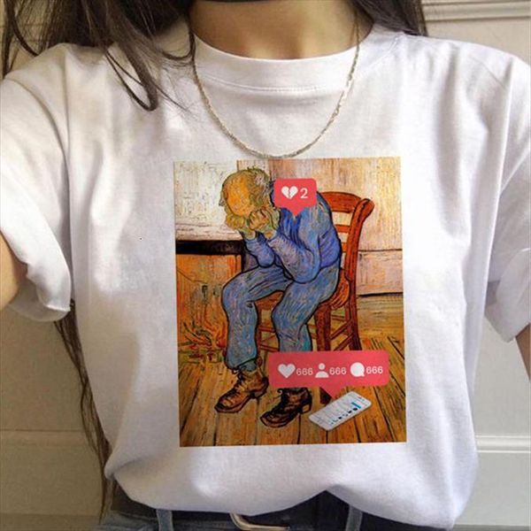 

ukiyo e vincent van women t shirt gogh funny 90s vintage ulzzang aesthetic female clothes casual grunge tee, White