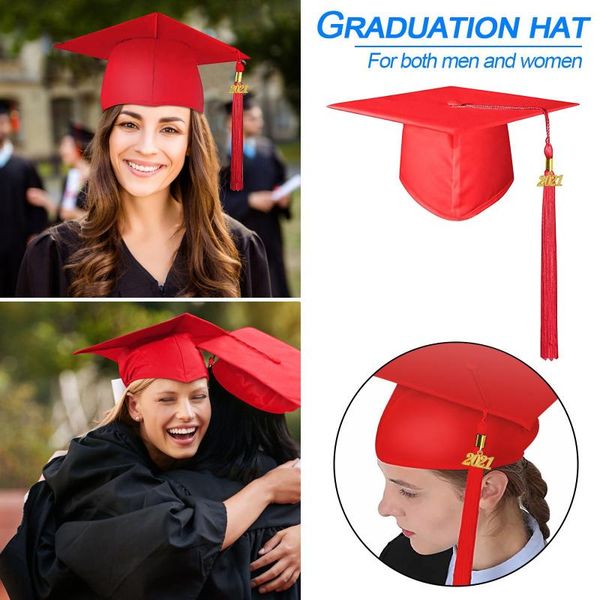 

stingy brim hats neutral bachelor matte graduation cap with tassel adjustable high school university ceremony party supplies, Blue;gray