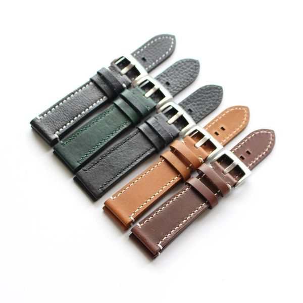 

watch bands 18mm 19mm 20mm 21mm 22mm handmade watchband straps men bracelet green brown black band stainless steel clasp, Black;brown