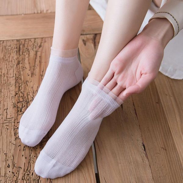

socks & hosiery 2021 spring summer fashion lace solid color women soft breathable cute boat for girl mesh thin, Black;white