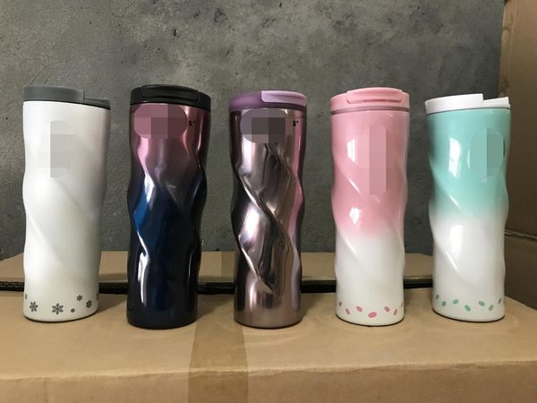 

water bottles spiral car cup thermal insulation cool fashion gradient color gift