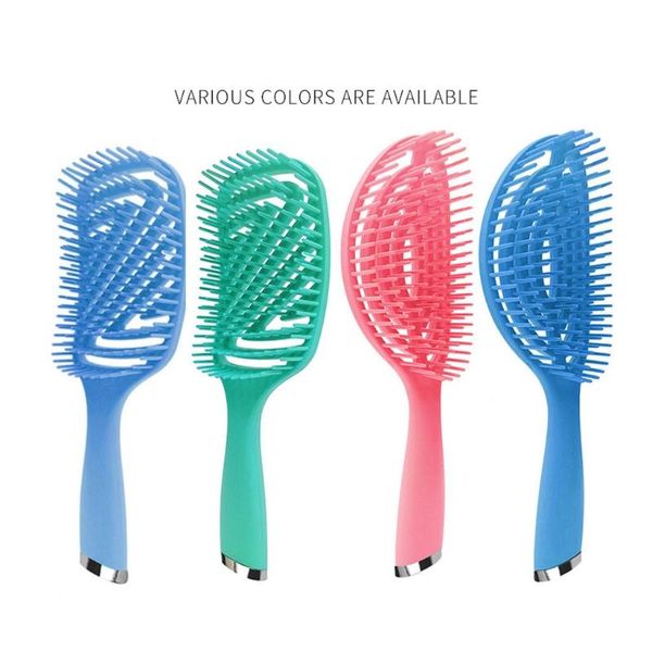 

hair brushes paddle hollow out wet dry detangling comb scalp massage gxmc, Silver