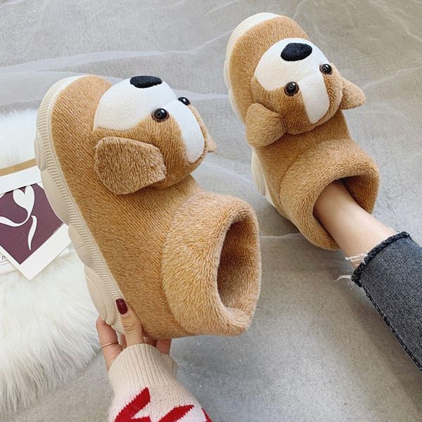 

slippers women's shoes winter home cotton indoor bag with thick bottom cute plush cartoon warm, Black