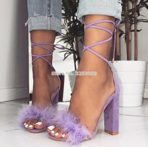 

young girl's princess style fur sandals clear lucite chunky heel dress shoes sweet wedding gladiator, Black