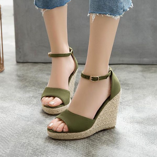 

summer 2021 platform sandals wedge shoes for women flock blue green black high heel womens party plus size