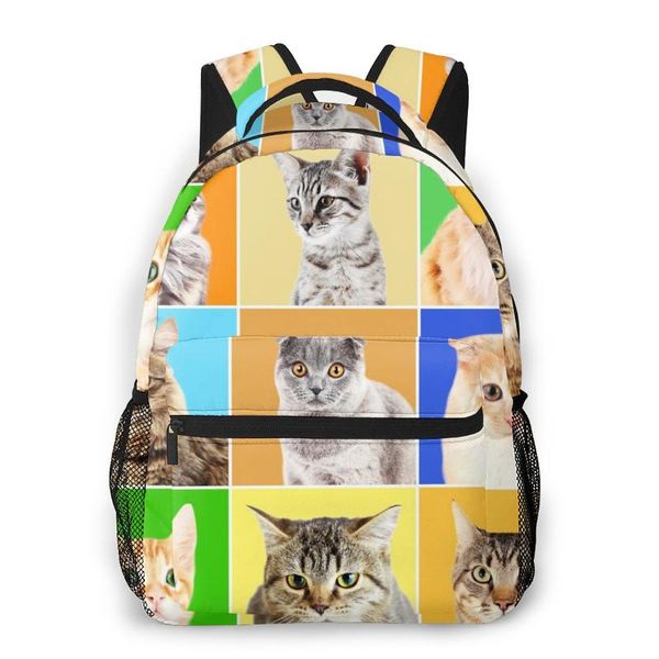 

backpack 2021 cats portraits on bright backgrounds school bag men backbag travel daypacks male leisure women gril