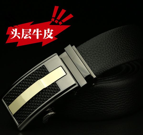 

belt new head leather belt automatic buckle business fashion men's, Black;brown