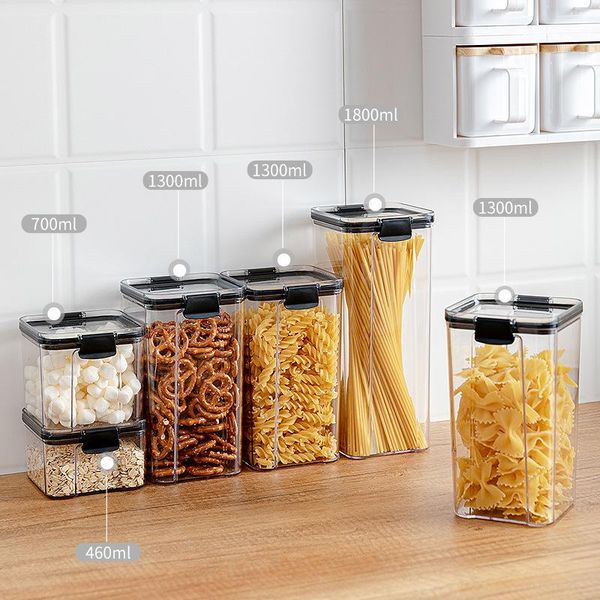 

kitchen sealed jar transparent plastic insect-proof moisture-proof box nut coffee bean storage tank grain bottles & jars