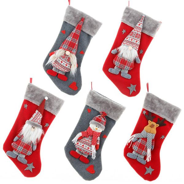 

christmas decorations santa claus snowman fawn stockings children gift candy bag tree bedroom decoration
