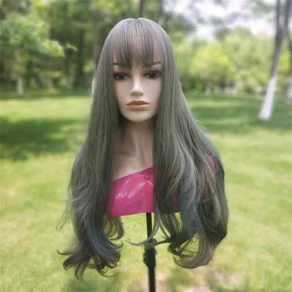 

long curly female 2020 chemical fiber head hair cover, Black