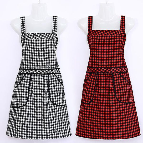 

cotton suspenders apron female kitchen home cooking korean fashion plaid japanese cute princess waist aprons