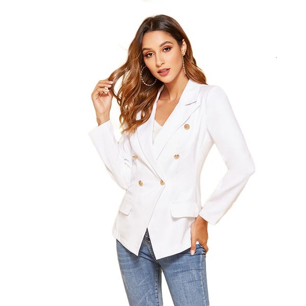 

2021 new women's long sleeve coat v-neck, monochrome, slim, multicolor, classic, casual, simple, spring and autumn, wgwj, White;black