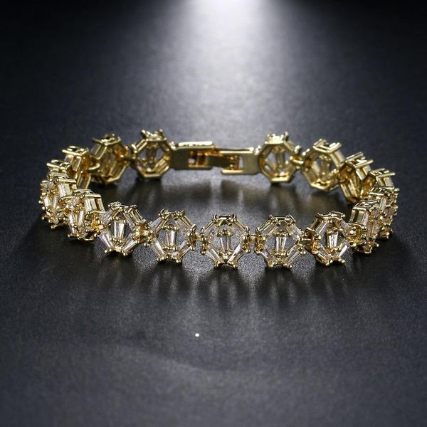 

charm bracelets orztoon fashion geometry square hollow zircon for women retro gold color bracelet trendy bridal wedding jewelry gift, Golden;silver
