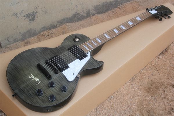 

flyoungstandard lp electric guitar tiger maple transparent black mask souvenir customizable colors