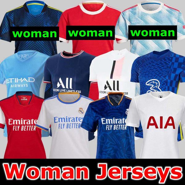 

21 22 woman psgs soccer jerseys man romaldo rashford messi mbappe grealish tottenham united kane son cfc lukaku real madrid benzema female s, Black;yellow