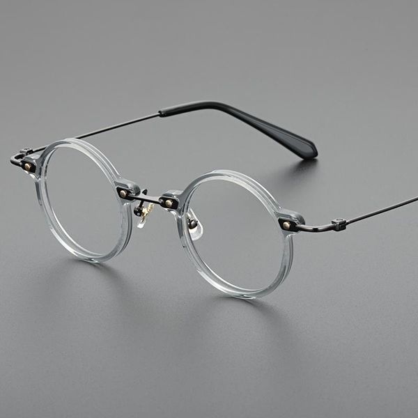 

fashion sunglasses frames acetate glasses frame men vintage round titanium optical eyeglasses myopia reading prescription women computer eye, Black