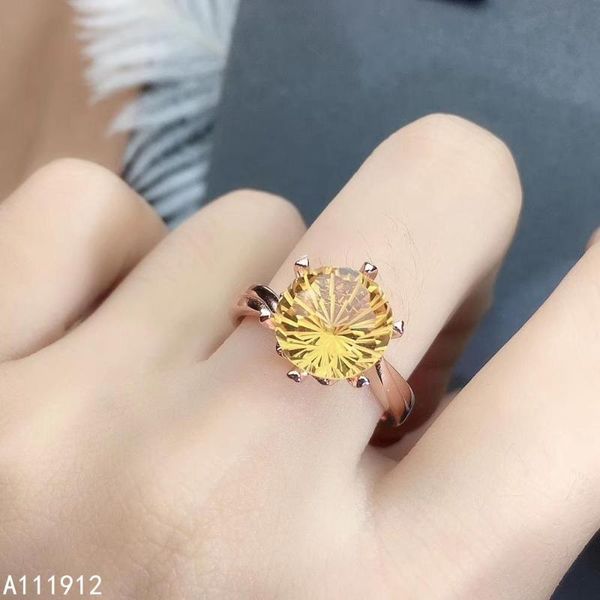 

cluster rings kjjeaxcmy fine jewelry citrine 925 sterling silver gemstone women ring adjustable, Golden;silver