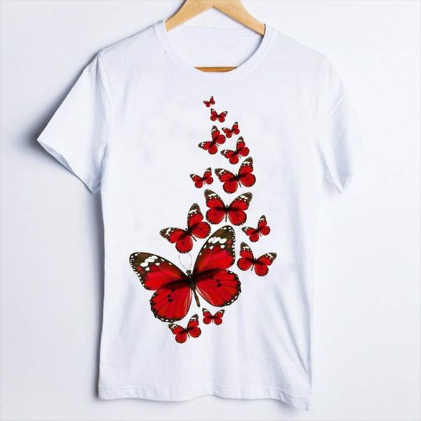 

tees and women print men t shirts style cartoon butterfly flying 90s ladies clothes lady clothing female, White;black