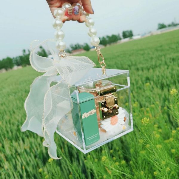 

gift wrap exquisite small box pearl transparent lipstick bag wedding holiday birthday packing decoration