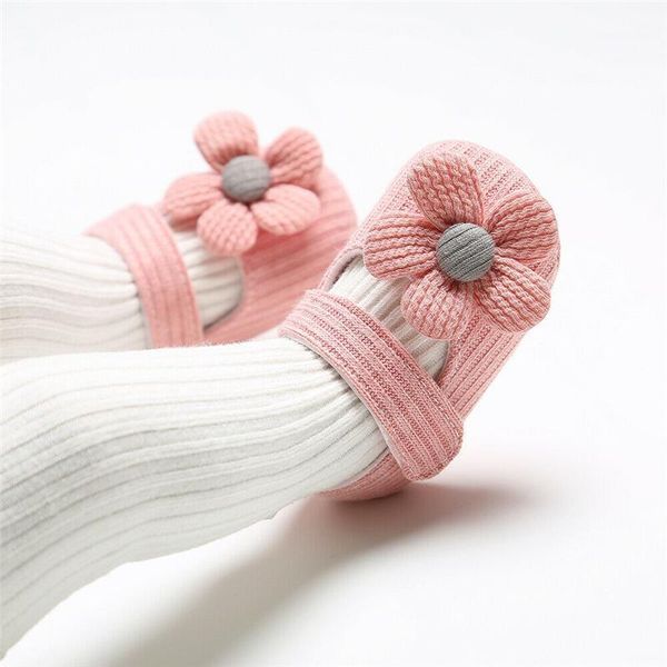 

first walkers stylish baby girl flower knitted shoes soft sole anti-slip crib prewalker kid children princess floral shoe party footwear1