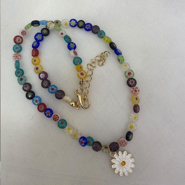 

chains fashion glazed freshwater pearl necklace flower wild color beaded clavicle chain, Silver