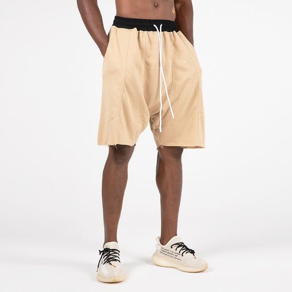 

men's shorts cotton summer casual dangling pants terry high street, White;black