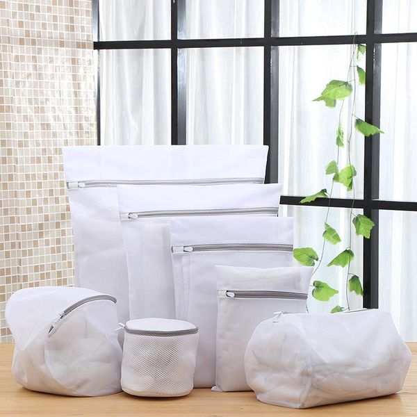 

white mesh laundry bag dirty clothes underwear bra socks lingerie wash for washing machine bags
