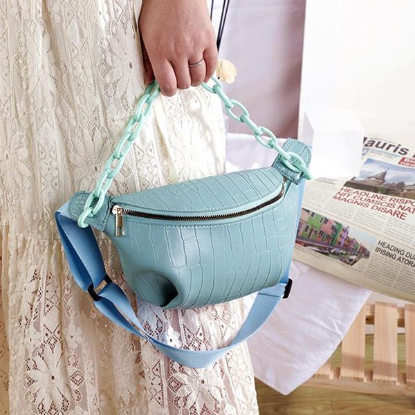 

waist bags chain soft leather solid color fashion alligator pattern bag crocodile women crossbody and purse