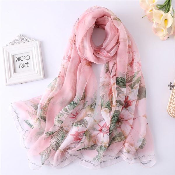 

women's swimwear 2021 designer merk vrouwen zijden sjaal zomer strand stola lady sjaals en wraps oversize bloemenprint soft smooth hija, White;black