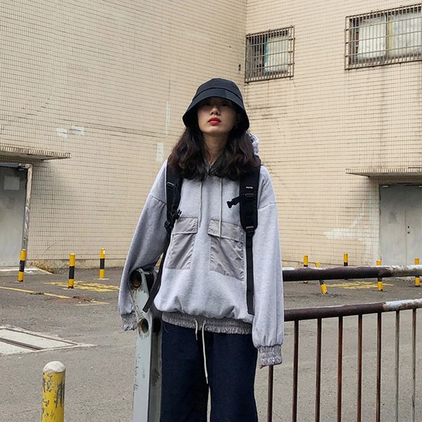 

Women Autumn Winter color patchwork pocket Hooded Coats Warm Zipper Jacket Casual Clothing Tops Female Coat womens (F3862), Black;brown