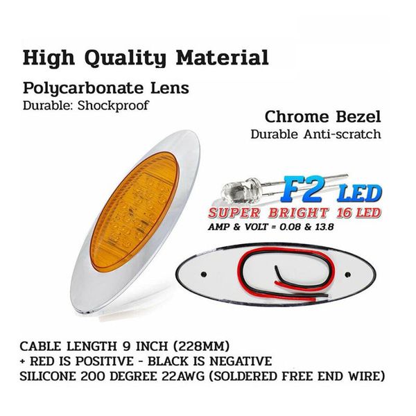 

emergency lights accessory side marker parts 6.5" replacement chrome 16led 3000k