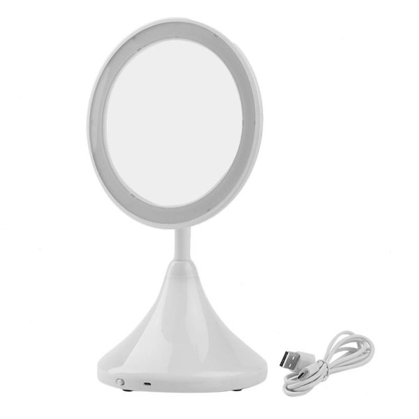 

compact mirrors 2-in-1 led makeup mirror with table lamp for bedroom decor cosmetic usb charging rotation white/black color