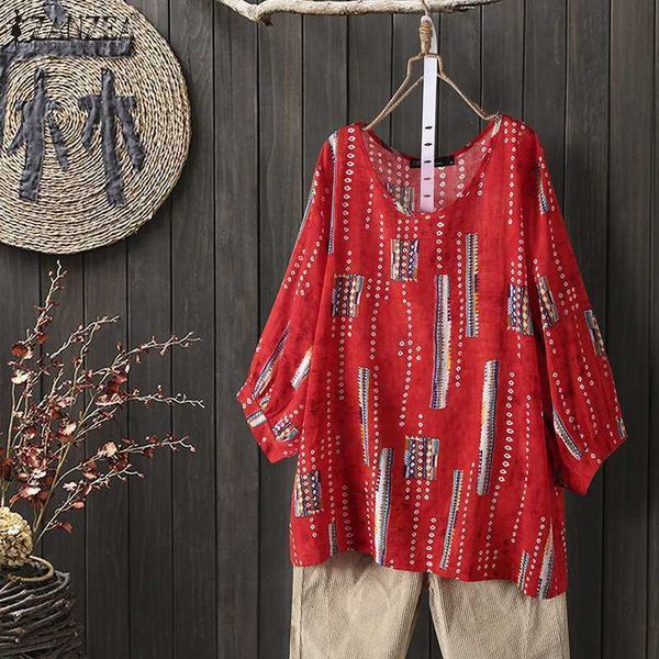 

women's blouses & shirts blouses women print blouse summer kaftan cotton linen casual 3/4 sleeve o-neck ladies loose blusa oversiz vqy, White