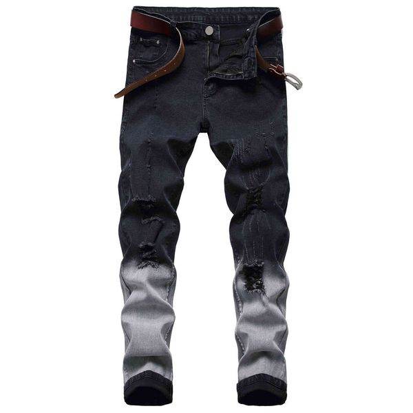 

men's ny ripped jeans black pants casual fashion diesel, Blue