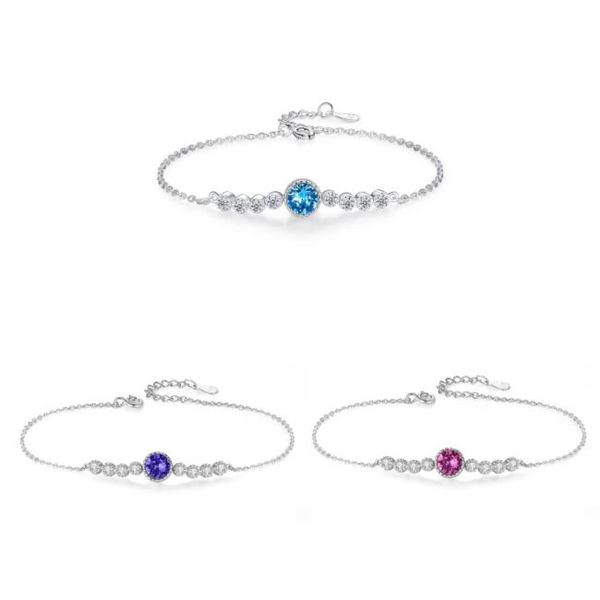 

chain bracelet s925 sterling silver bracelet austrian crystal bangle jewelry, Black
