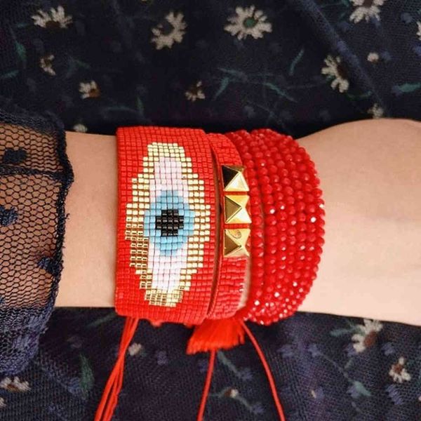 

go2boho red bracelet femme turkish evil eye bracelets for women miyuki armband jewelry pulseras mujer moda 2020 gift accesorios, Golden;silver