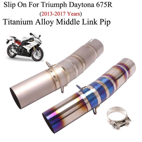 

motorcycle exhaust system modified titanium alloy side row middle link pipe 51mm slip on for daytona 675r 2013-2021 years