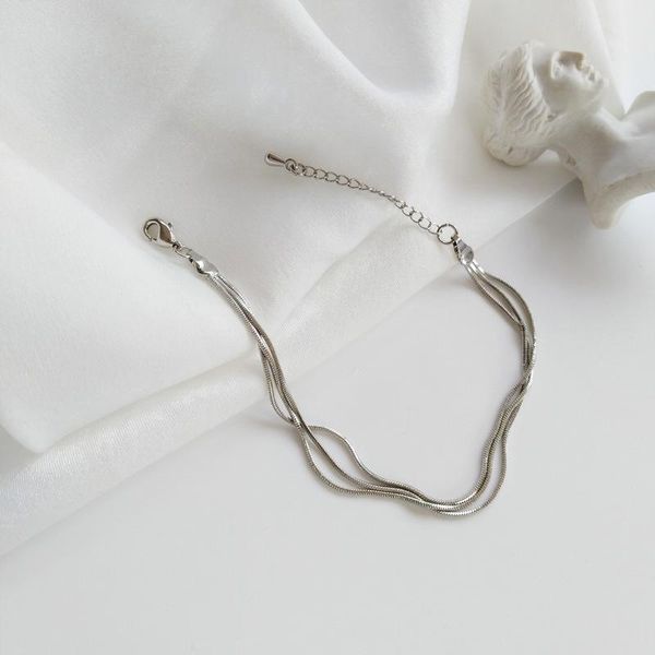 

link, chain silver color metal bracelet for women simple multi-layered jewelry adjustable party fine gifts 2021 trend, Black