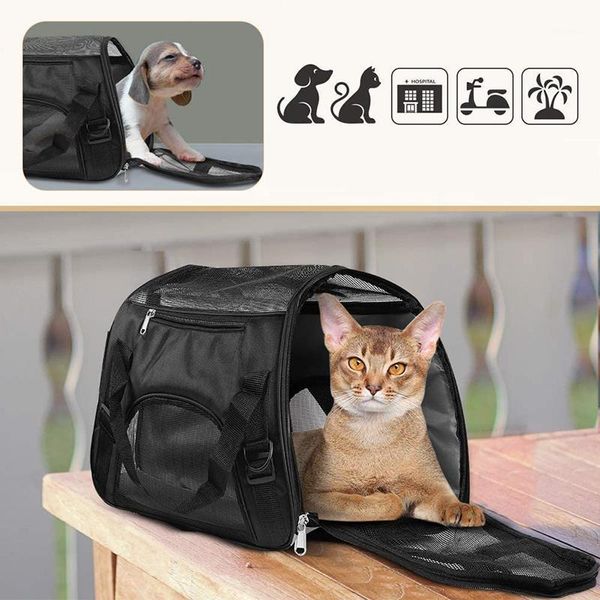 

cat carriers,crates & houses black carrying bag pet shoulder tote fashionable breathable folding outpatient disaster prevention