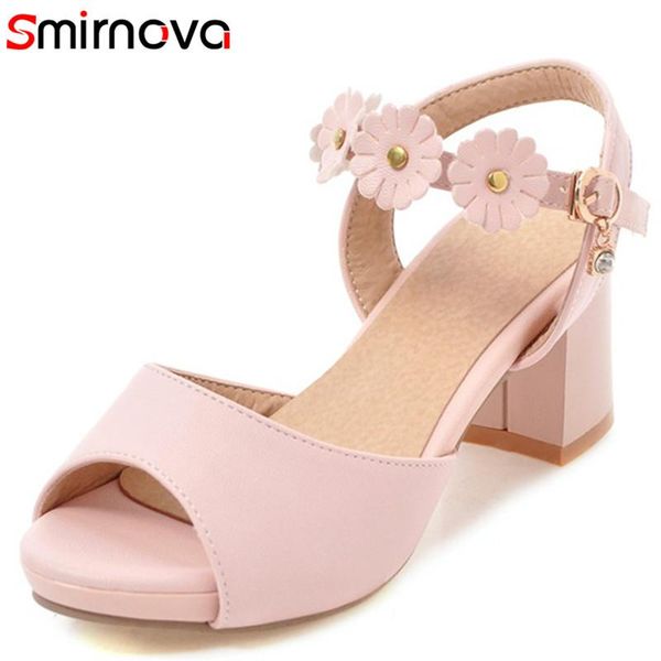 

smirnova 2021 arrive summer women sandals peep toe high heels shoes solid sweet retoring woman party, Black