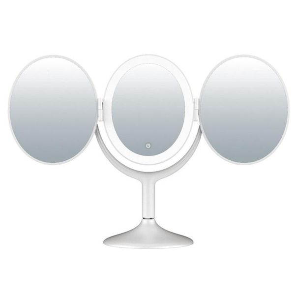 

compact mirrors luminous makeup mirror tri-fold oval folding desknet red dressing