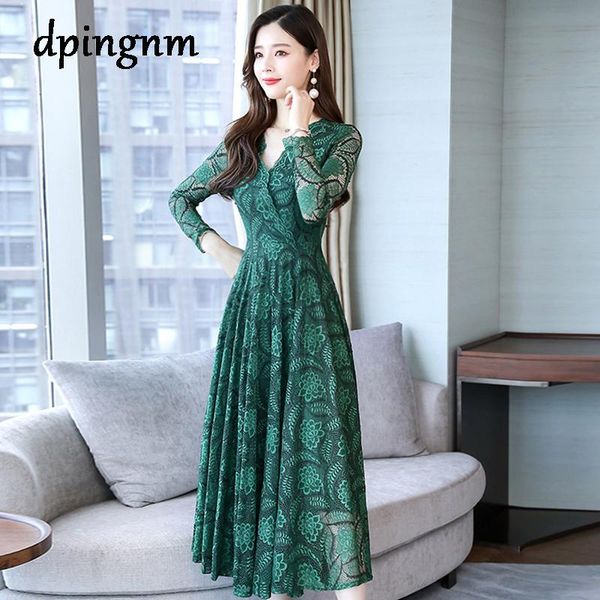 

casual dresses dress women v-neck long sleeve blue lace fit and fashion noble valuable novel summer, Black;gray