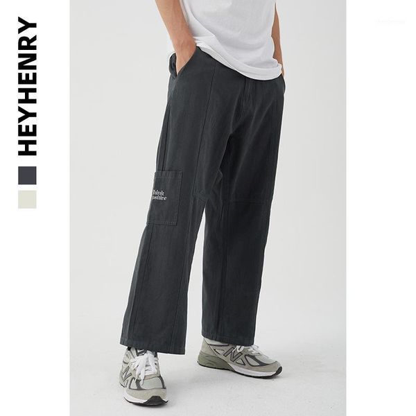 

henry straight loose fitting youth casual pants men's, Black