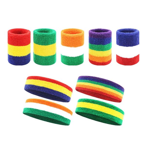 

elastic cotton yoga running fitness sweatband headband hair bands head sweat band with wrist support set